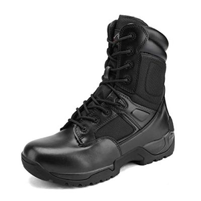 NORTIV 8 Men's Military Side Zipper Tactical Work Boots Hiking Motorcycle Combat Boots,Size 8,Black,Response